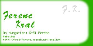 ferenc kral business card